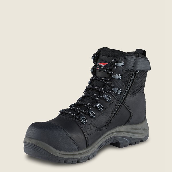 Red Wing Mens Safety Boots - Trades - 6-inch Side-zip Waterproof Toe - Black - PRK456710